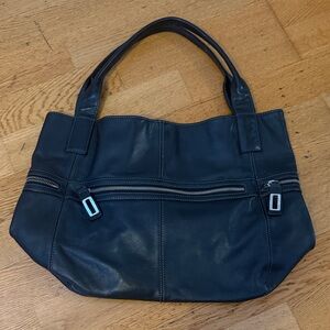 Elegant Black Leather Tote Bag